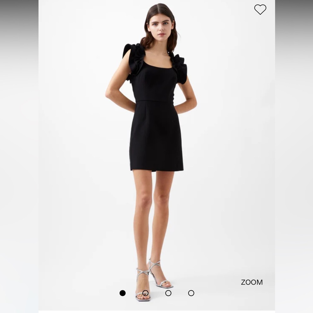 NWOT- French Connection Whisper Sleeveless Ruffle Shoulder Dress- black- size 2